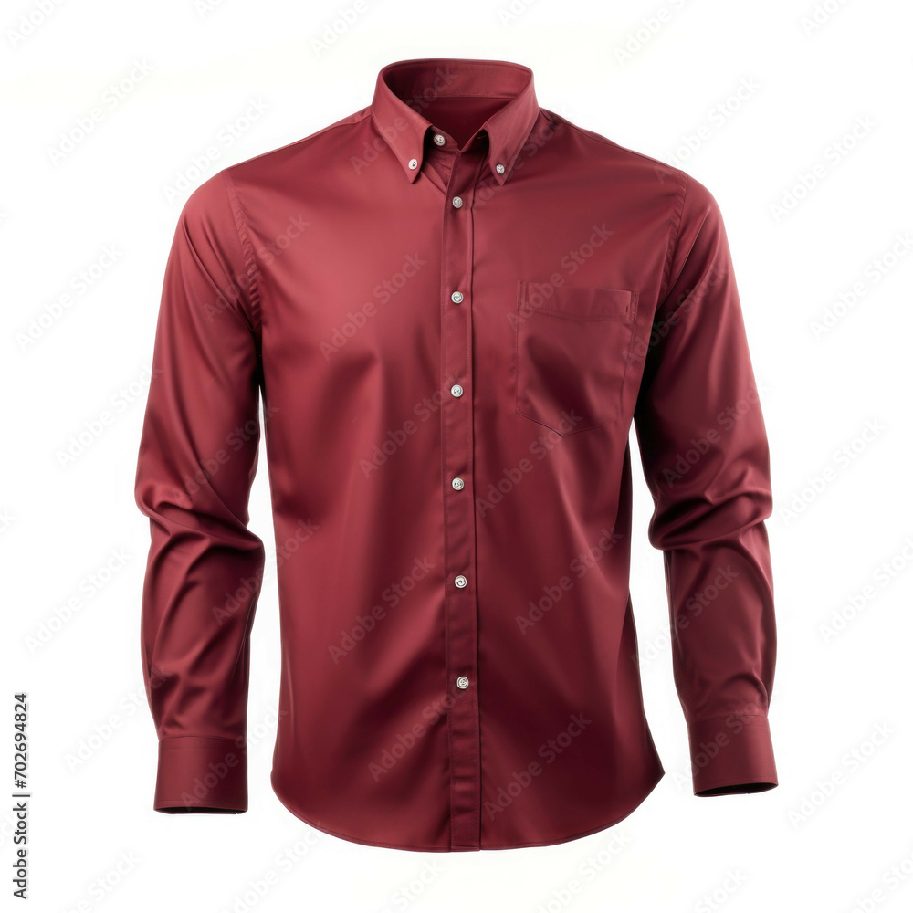 Bordeaux Button-Down Shirt isolated on white background Bordeaux Button-Down Shirt isolated on white background