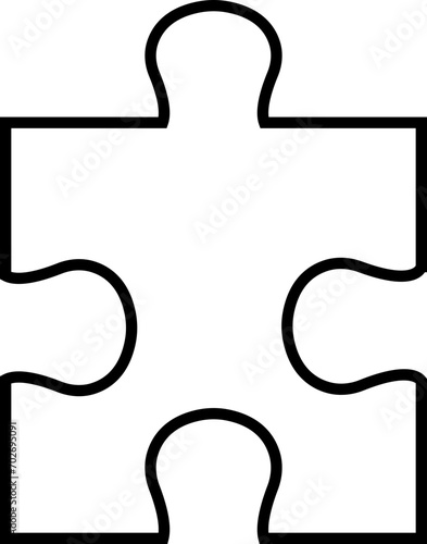 Puzzle piece black line icon editable stock on transparent background. Different sides square presentation. Abstract infographic explanatory text field for business statistic. Autism awareness symbol.