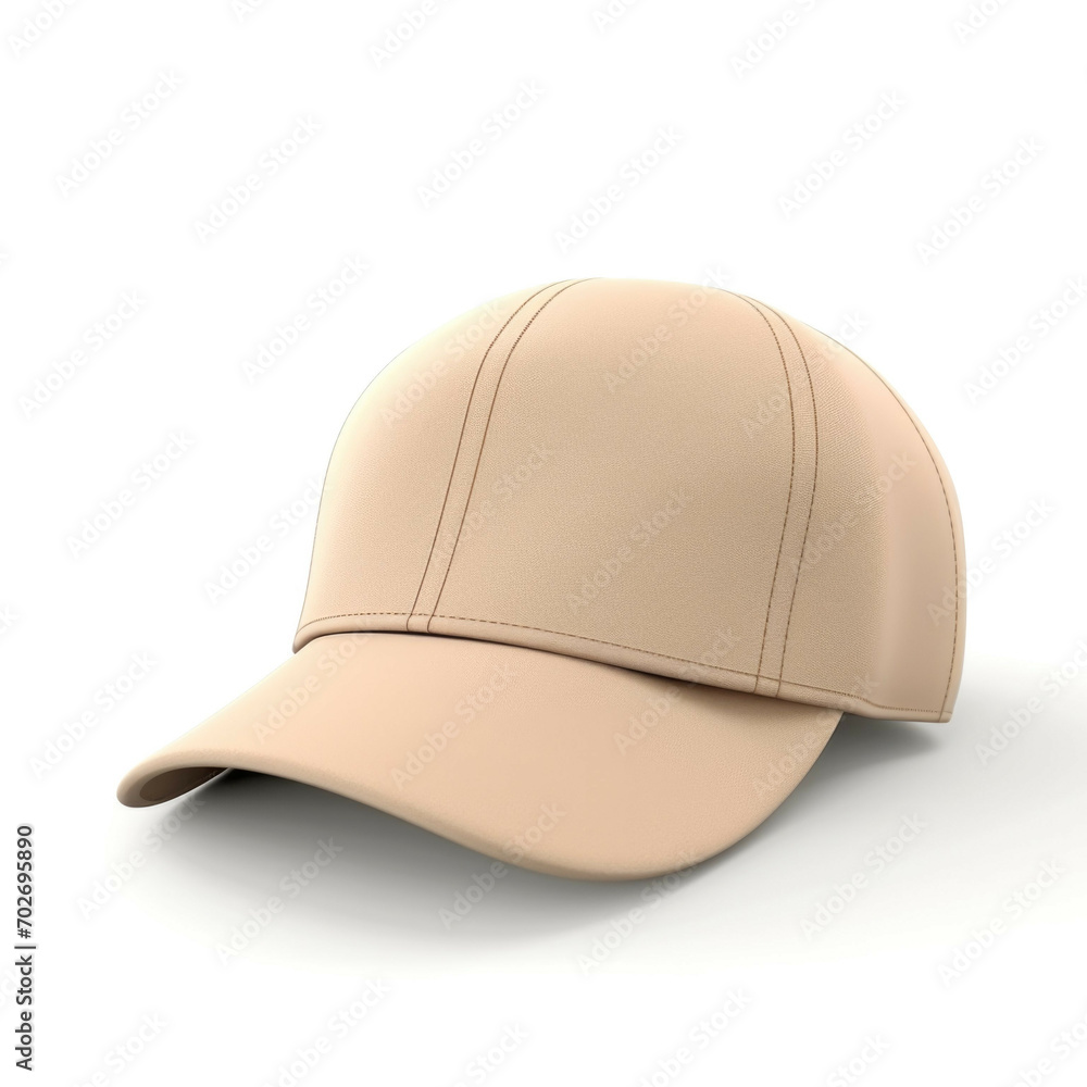 Fototapeta premium Beige Cap isolated on white background