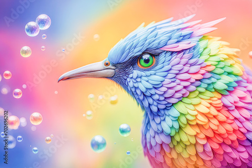 AI generated illustration of a closeup of a cute vibrant bird © Wirestock