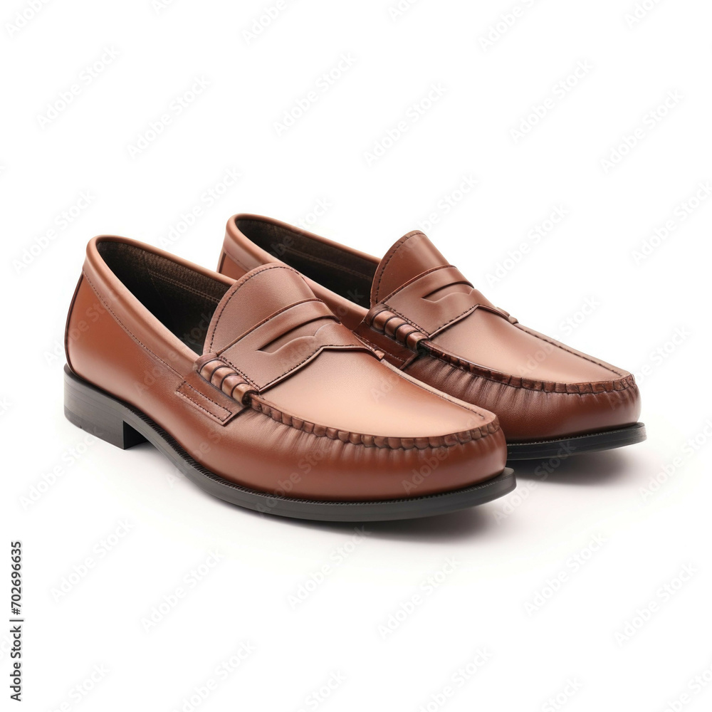 Brown Loafers isolated on white background Brown Loafers isolated on white background