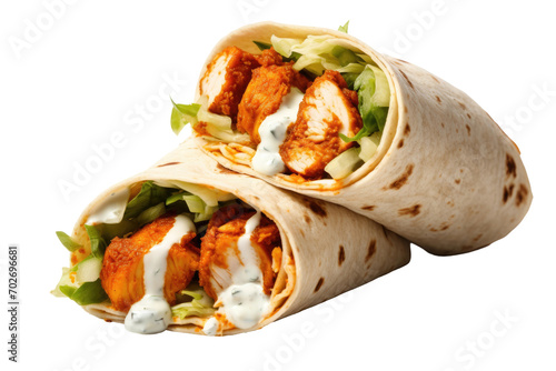 Savory Buffalo Chicken Wrap Isolated On Transparent Background