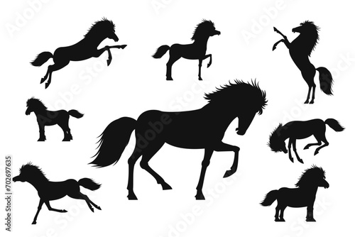 Horse silhouette set vector illustration