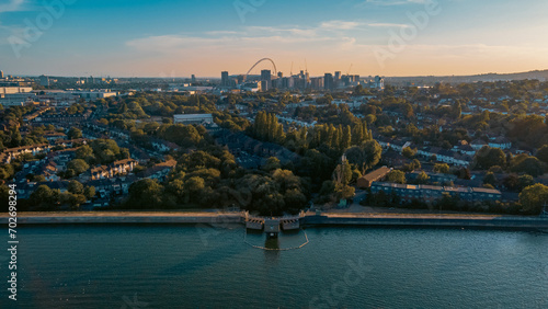 Photography Aerial view of Brent Reservoir, London, England in summer