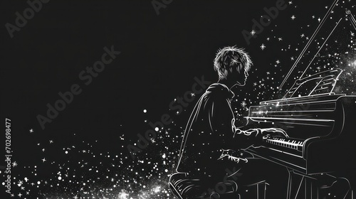 Silhouette of Pianist Playing Piano
