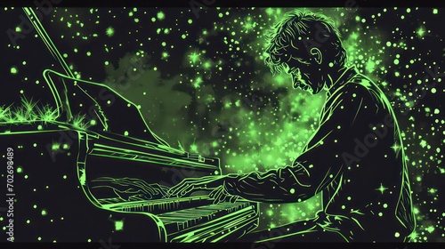 Silhouette of Pianist Playing Piano