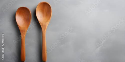 wooden kitchen utensils, Wooden Spoons Arranged On Table Photo Background, Various wooden spoons of wooden background ,generative ai