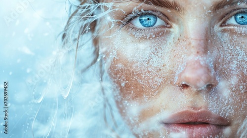 Frozen face, woman portrait 