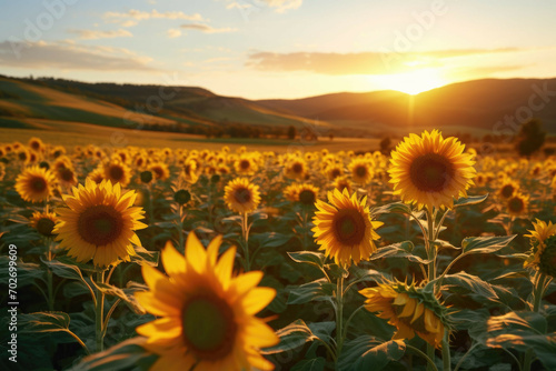 Vast sunflower field in Tuscany, Italy