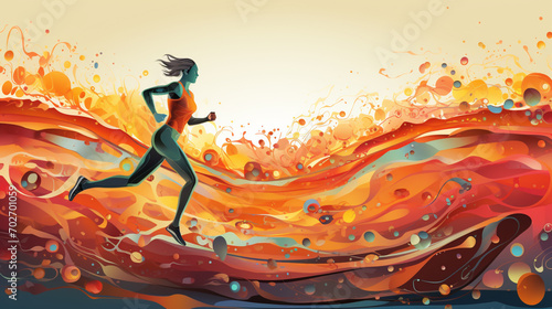 An illustration of a runner, with microbes flowing behind to depict movement and energy.