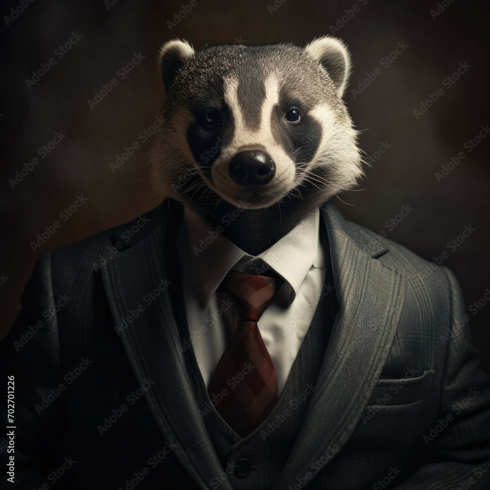 Fototapeta premium Badger in a suit