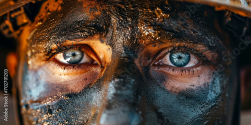 close-up portrait of a miner Generative AI