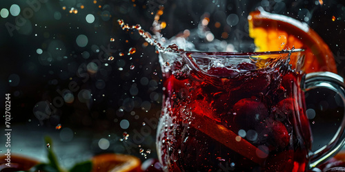 mulled wine hot wine with spices splashes Generative AI photo