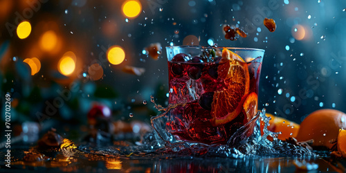 mulled wine hot wine with spices splashes Generative AI photo