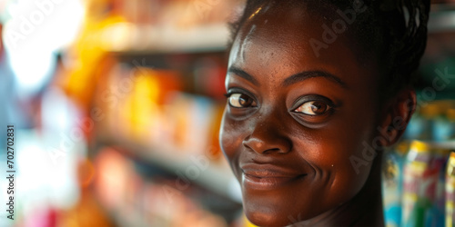 female supermarket worker Generative AI