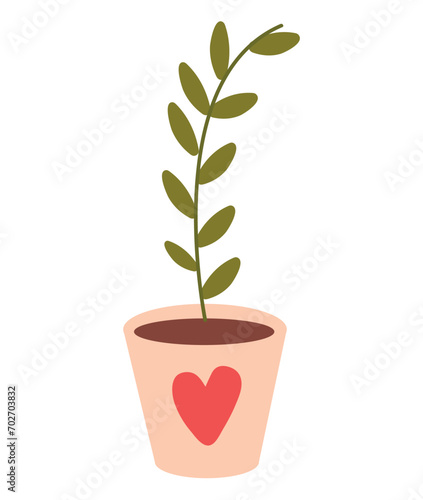 Garden element of colorful set. A captivating illustration harmonizes artistic design with the natural grace of a flowerpot. Vector illustration.