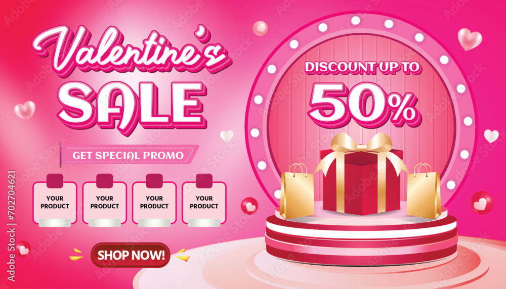 Valentine February Big sale banner discount promotion background payday social media