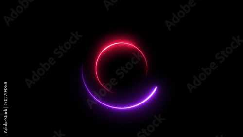 Abstract neon light circle animation background   photo