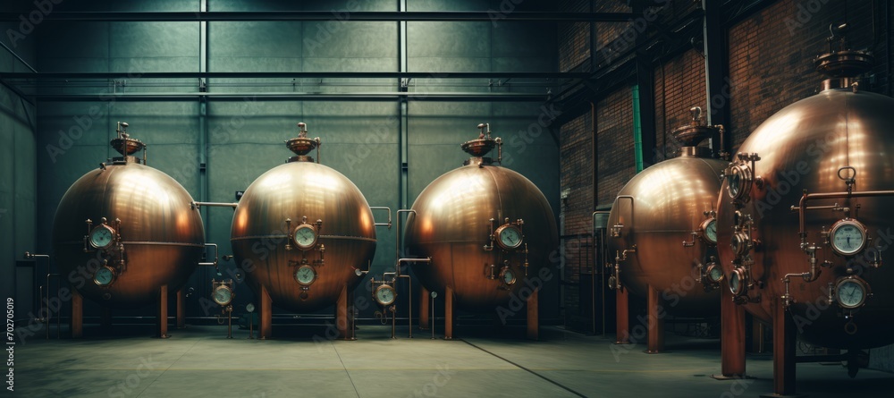 Room with tanks for boiler rooms. Concept of efficient heating systems Room with tanks for boiler rooms. Concept of efficient heating systems