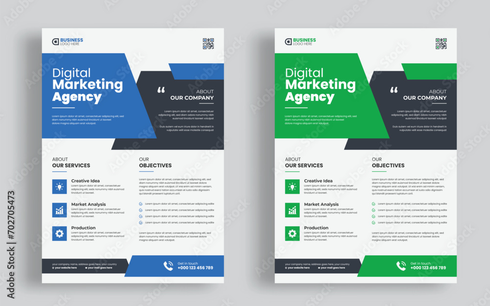 Corporate business flyer design template Creative marketing agency advertising Company promotional leaflet banner design template
