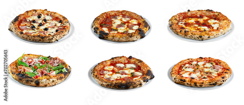 Fotografia Big set of the best Italian pizzas isolated on white background