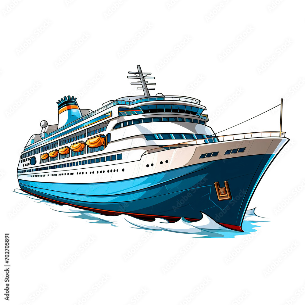 Naklejka premium Cruise ship isolated on white background