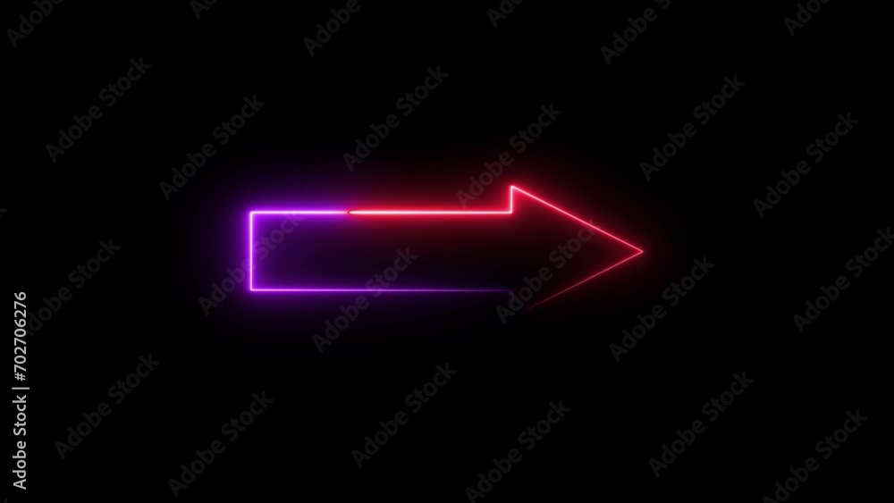 Abstract neon directional arrow icon and looking signal on the place animation background. Abstract neon directional arrow icon and looking signal on the place animation background.