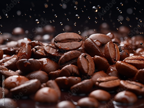Coffee Beans Isolated Background, Close-Up Of Coffee Beans. Generated AI.