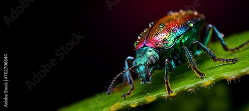 Beautiful world of beetles up close with copy space