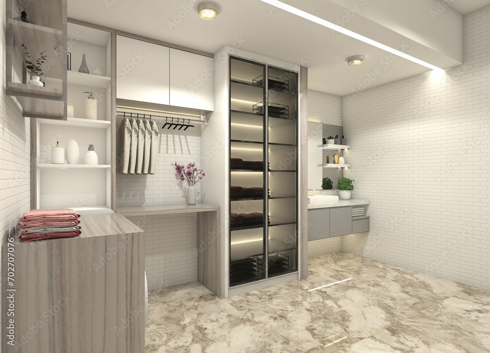 Fotografie Modern Compartment Design for Interior Laundy Room