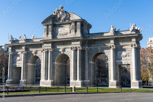 The Puerta de Alcala after restoration to repair damage due to pollution and pigeons photo