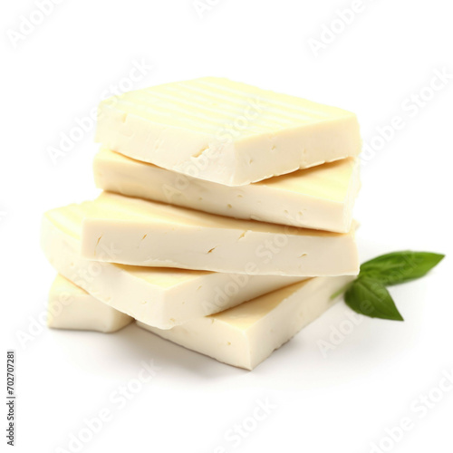 Halloumi Cheese isolated on white background photo