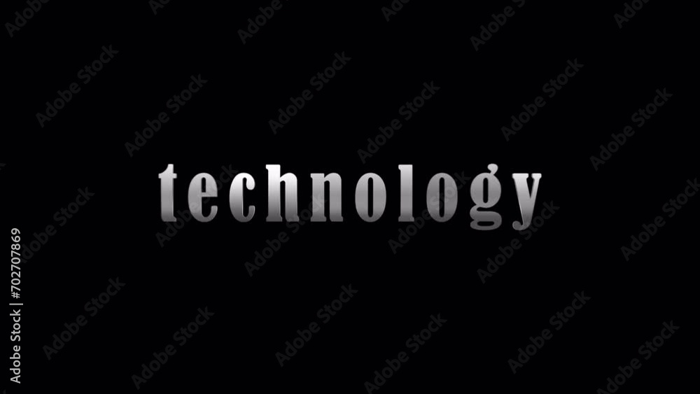 4K 3D Technology silver text with effect animation on black abstract background. Isolated using QuickTime Alpha Channel ProRes 4444 4K 3D Technology silver text with effect animation on black abstract background. Isolated using QuickTime Alpha Channel ProRes 4444