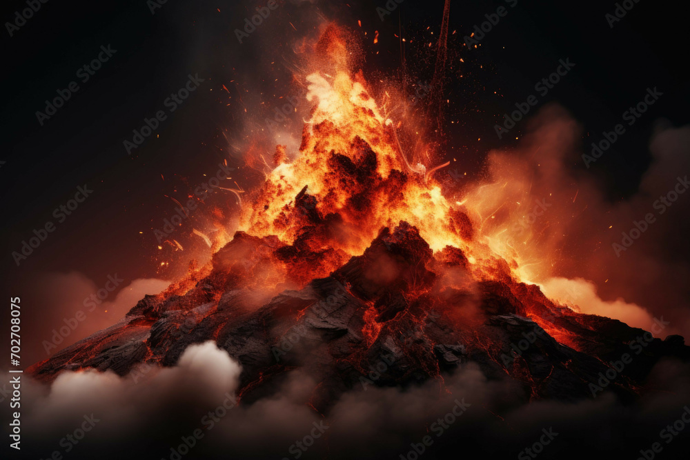 Abstract volcano with billowing smoke and molten lava Abstract volcano with billowing smoke and molten lava