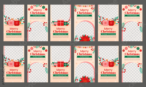 christmas season vector social media stories flat design