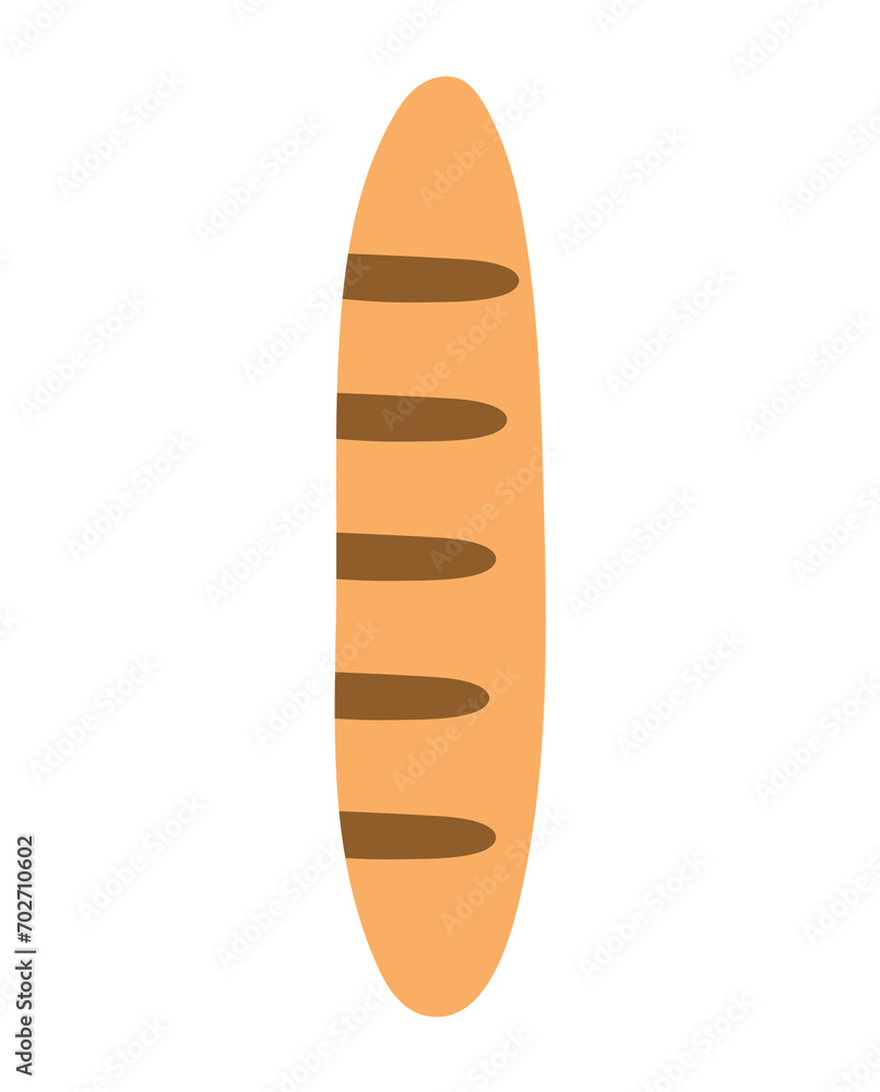 Picnic element of colorful set. This baguette with a touch of artistic flair emphasize its role in adding taste and enjoyment to the picnic setting. Vector illustration. Picnic element of colorful set. This baguette with a touch of artistic flair emphasize its role in adding taste and enjoyment to the picnic setting. Vector illustration.