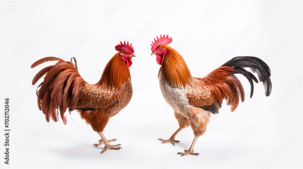 colorful free range male rooster isolated on white background with clipping path. colorful free range male rooster isolated on white background with clipping path.