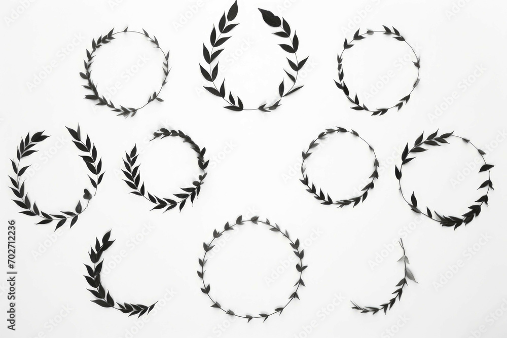 various wreaths of leaves in a circle various wreaths of leaves in a circle