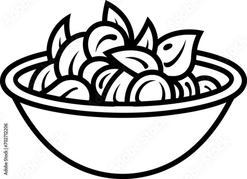 Salad bowl silhouette in black color. Vector template for laser cutting wall art.