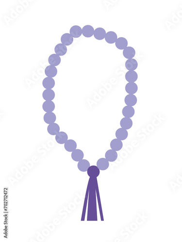 Flat prayer beads for mantras vector illustration. Vector mala necklace flat style