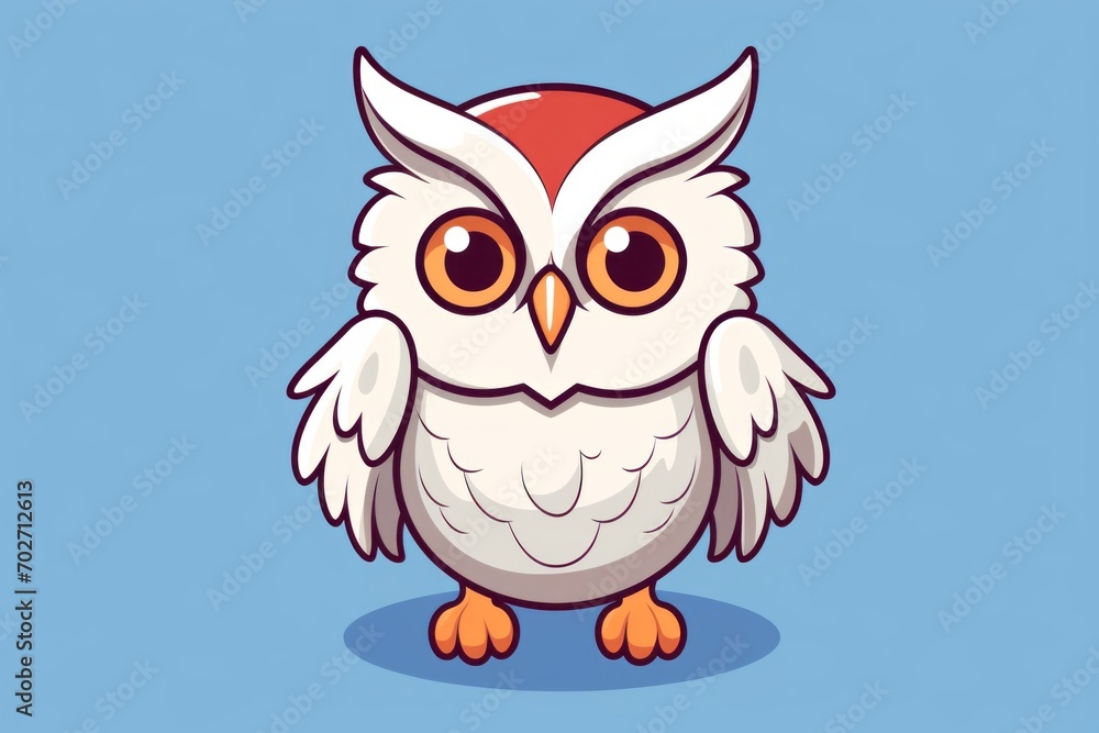 Fototapeta premium Adorable owl character, simple flat art