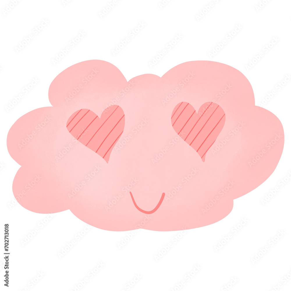 pink cloud with heart eye