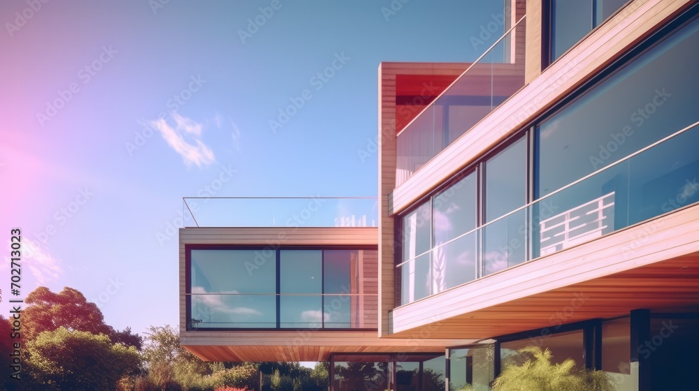 Obraz premium Modern elements in contemporary architecture.. Architectural details of a modern apartment building.