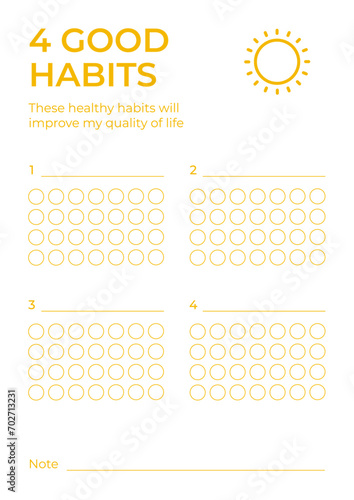 4 good habits. Checklist template. (ID: 702713231)