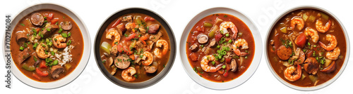 Top view of a plate filled with gumbo photo