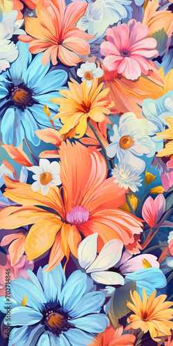 Summer background of bright flowers