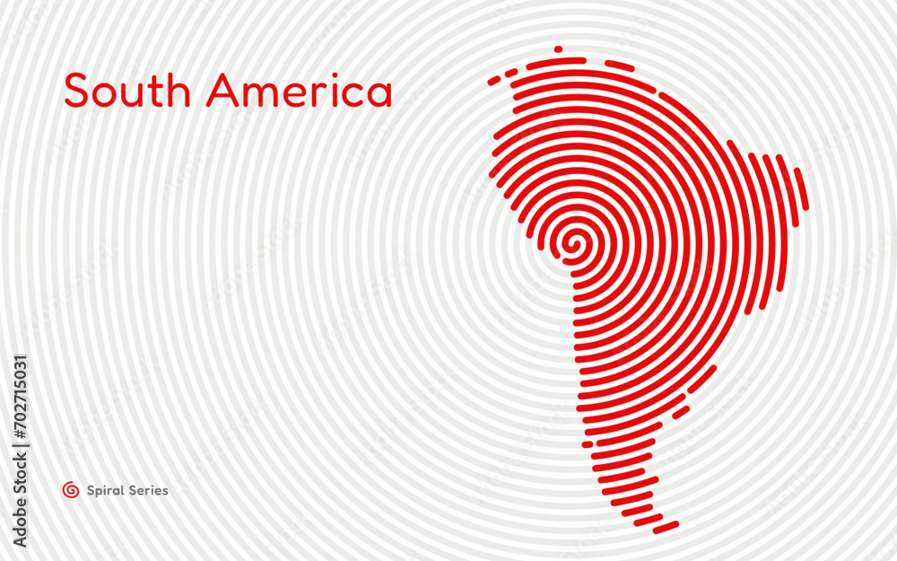 Creative circle map of South America. Political map. Spiral fingerprint series Creative circle map of South America. Political map. Spiral fingerprint series