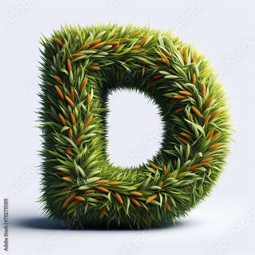 Grass letter D. AI generated illustration