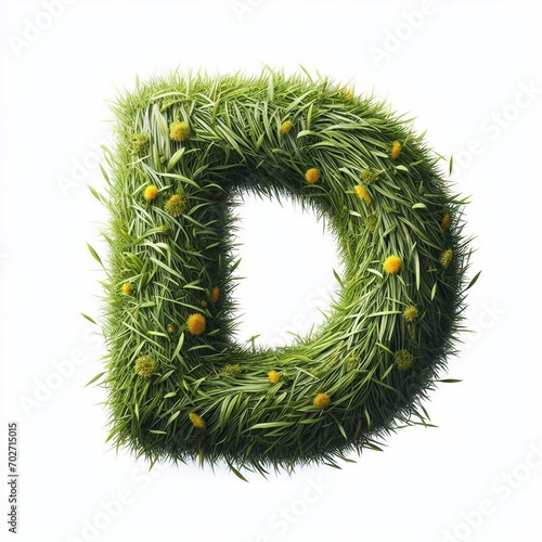 Grass letter D. AI generated illustration