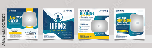 We are hiring job vacancy social media post template set. vacant recruitment marketing web banner square flyer design.